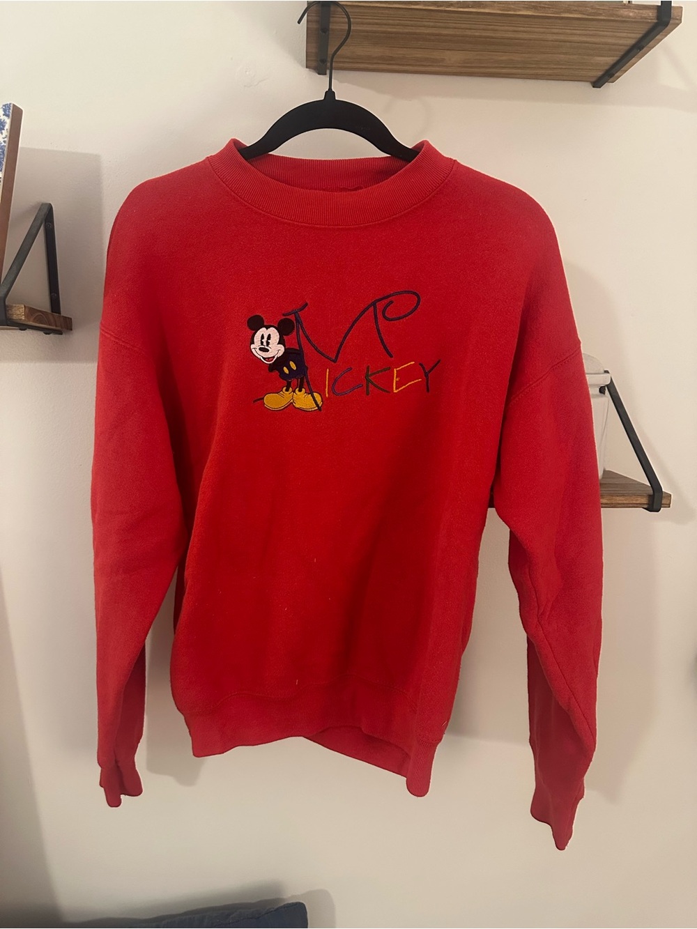 Red Mickey Graphic Crewneck Sweater